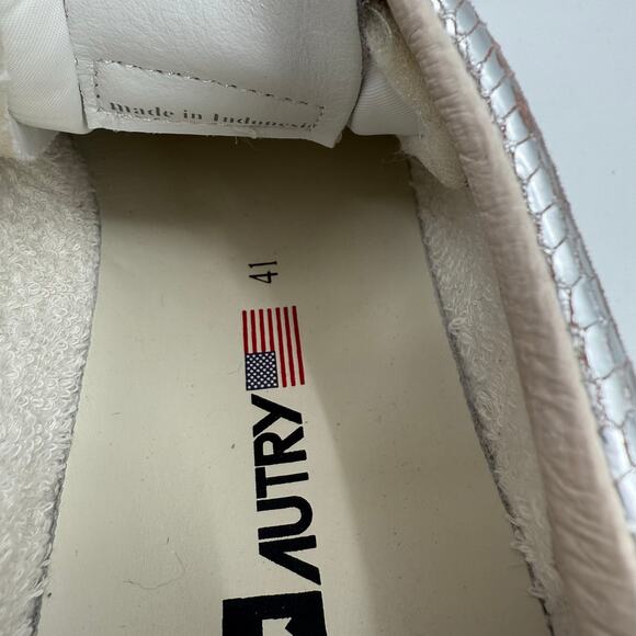 Autry Medalist Shoes SZ 41 (US 11) Sneaker Silver Metallic Snake Low Top Leather - Picture 12 of 16